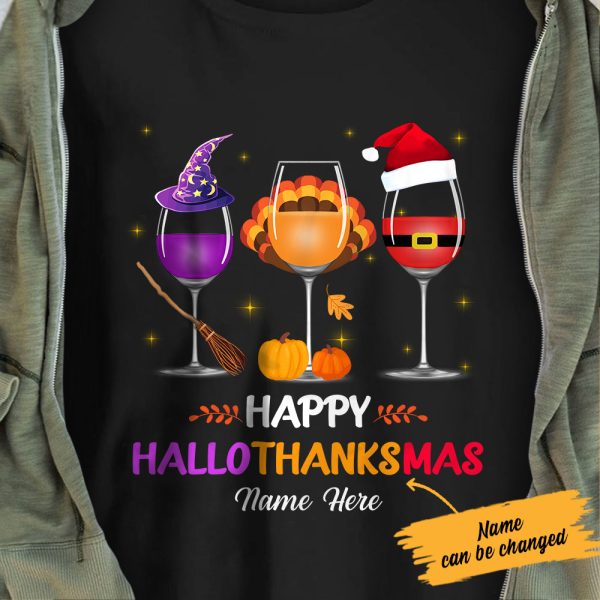 Personalized Halloween Thanksgiving Christmas Wine T Shirt SB293 85O47 Sale - Image 3