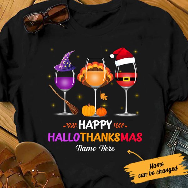 Personalized Halloween Thanksgiving Christmas Wine T Shirt SB293 85O47 Sale