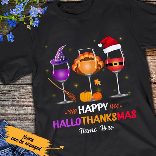 Personalized Halloween Thanksgiving Christmas Wine T Shirt SB293 85O47 Sale - Image 2