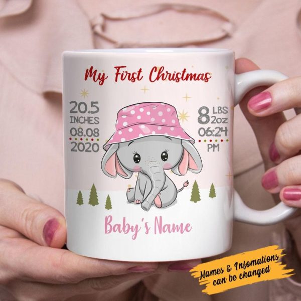Personalized Elephant Baby First Christmas Mug OB71 26O58 Online