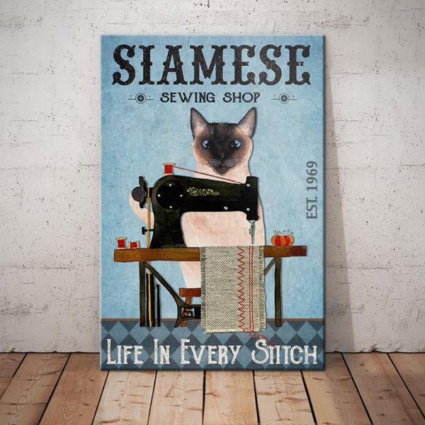 Siamese Cat Sewing Shop Canvas MR0701 90O57 Online now