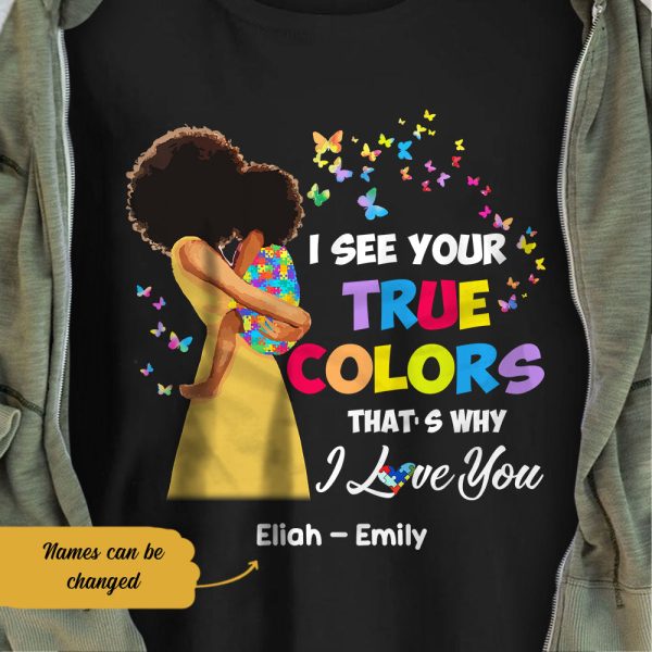 Personalized Autism Mom BWA I See Your True Colors T Shirt AG32 30O58 Online - Image 4