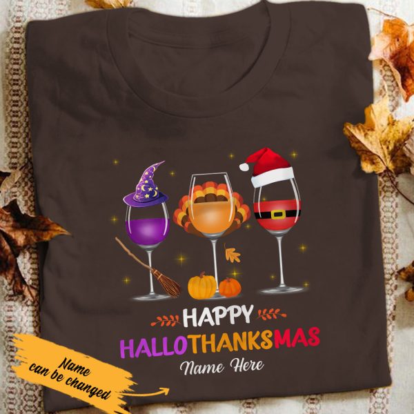 Personalized Halloween Thanksgiving Christmas Wine T Shirt SB293 85O47 Sale - Image 5