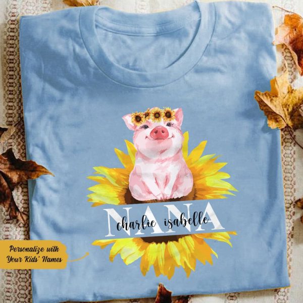 Personalized Grandma Sunflower Pig White T Shirt JN164 95O58 Online Sale - Image 4