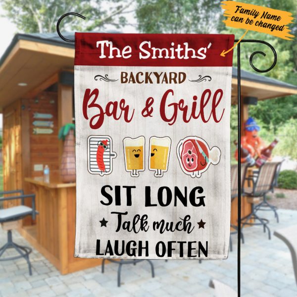 Personalized Backyard Bar And Grill Gardening Flag AG123 65O57 Online now