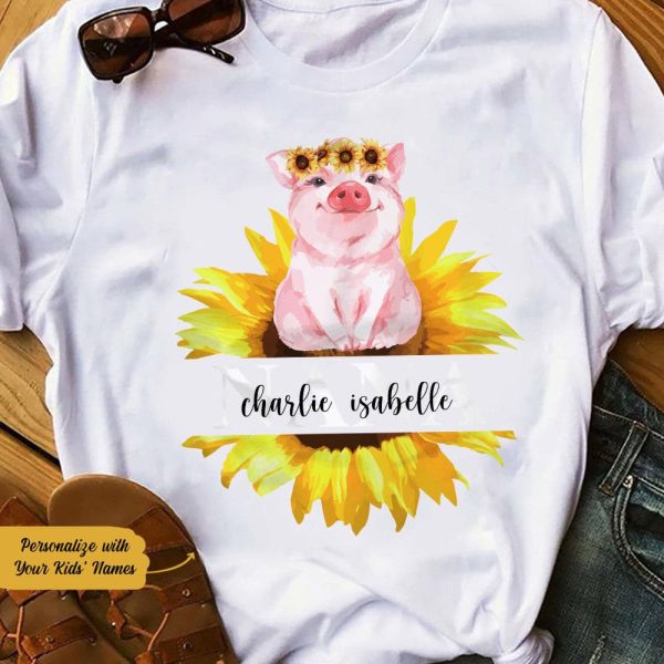 Personalized Grandma Sunflower Pig White T Shirt JN164 95O58 Online Sale - Image 3
