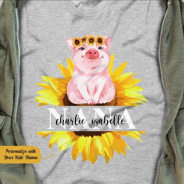 Personalized Grandma Sunflower Pig White T Shirt JN164 95O58 Online Sale - Image 2