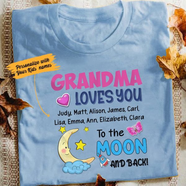 Personalized Grandma To The Moon And Back White T Shirt JN162 81O34 Cheap - Image 5